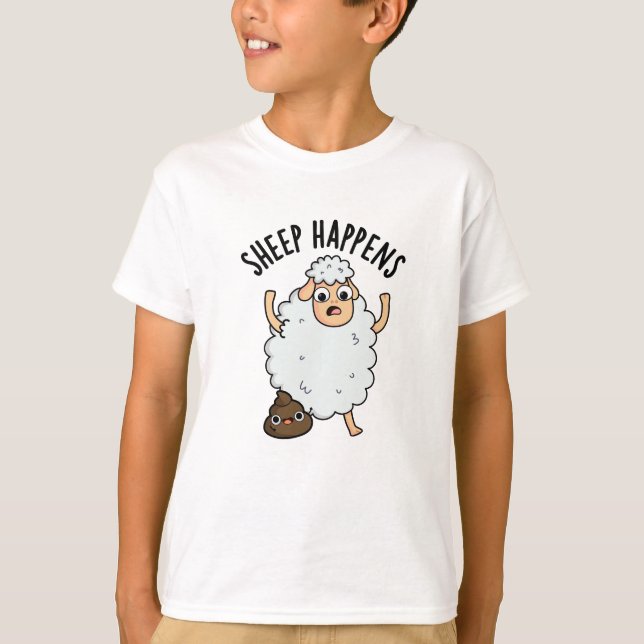 Sheep Happens Funny Kack Pun T-Shirt (Vorderseite)