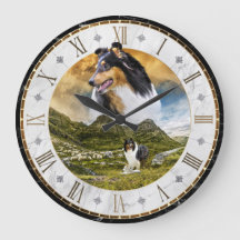 Sheep Herding Tricolor Rough Collie in Highlands -