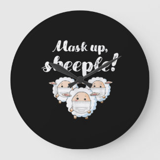 Sheep in mask Tier Lovers Große Wanduhr