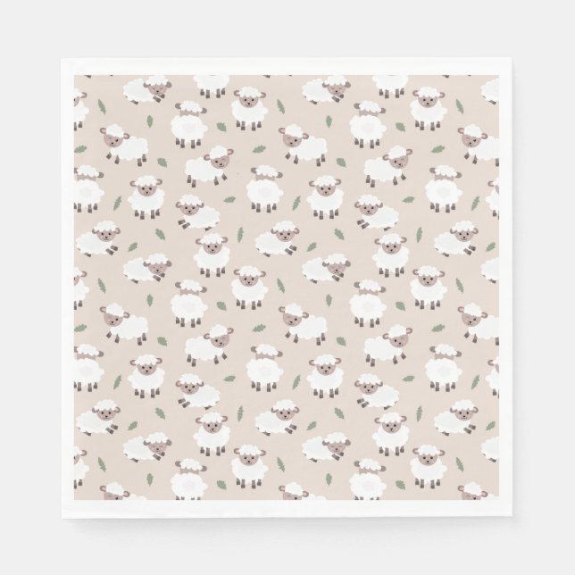 Sheep & Lamb Cute Hand Drawn Farm Animals Serviette (Vorderseite)