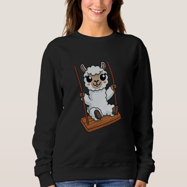 Sheep Lamb Swinging Playground Cartoon Sweatshirt (Vorderseite)