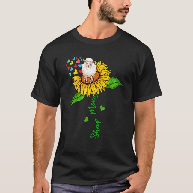 Sheep Mom Cute Farm Animals On Sunflower Farmer Mo T-Shirt (Vorderseite)