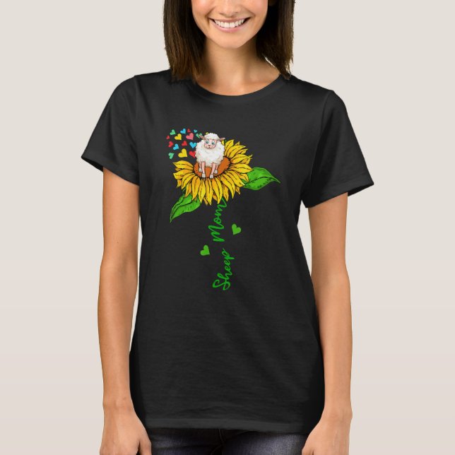 Sheep Mom Cute Farm Animals On Sunflower Farmer Mo T-Shirt (Vorderseite)