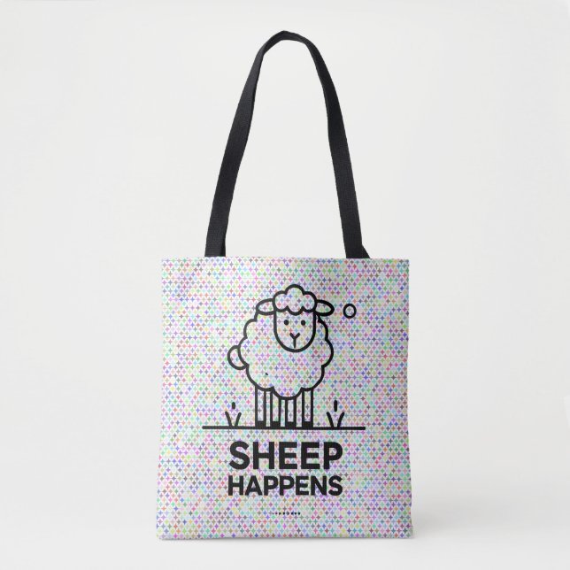 SHEEP PASSIERT Funny All-Over-Print Tote Bag Tasche (Vorderseite)