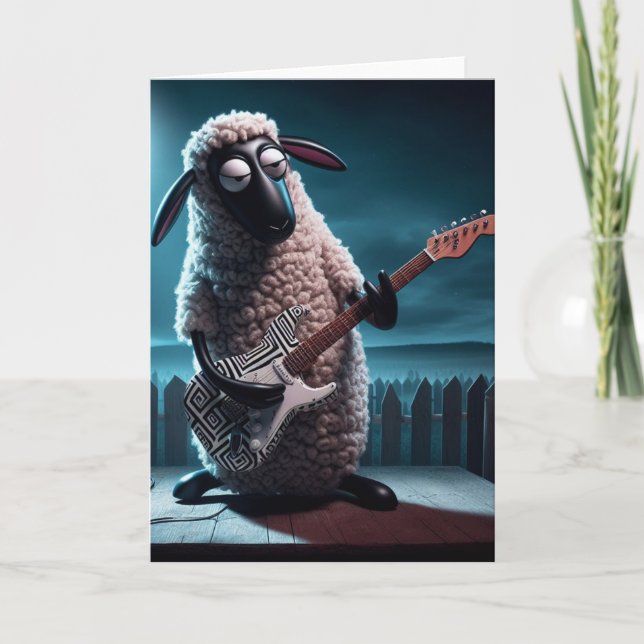 Sheep Playing Gitarre Karte (Vorderseite)