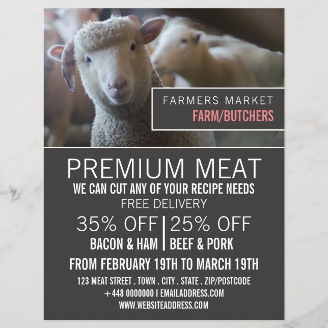 Sheep Portrait, Bauer & Butcher Werbung Flyer (Vorne)