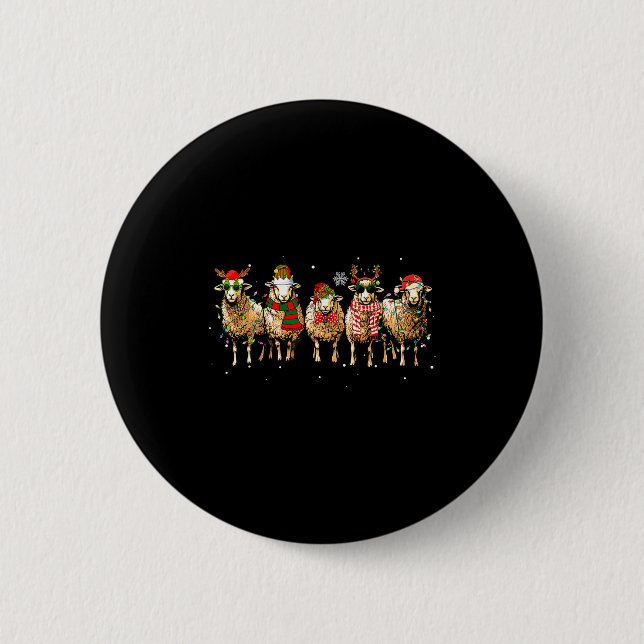 Sheep Santa Xmas Funny Sheep Lover Gift Christmas  Button (Vorderseite)
