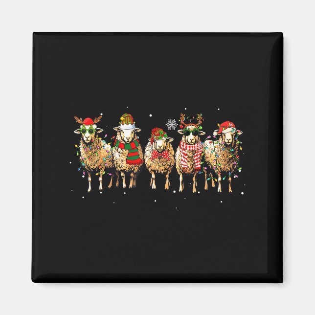 Sheep Santa Xmas Funny Sheep Lover Gift Christmas  Magnet (Vorne)