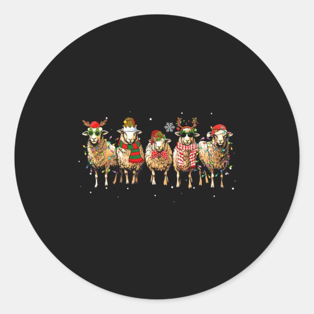 Sheep Santa Xmas Funny Sheep Lover Gift Christmas  Runder Aufkleber (Vorderseite)