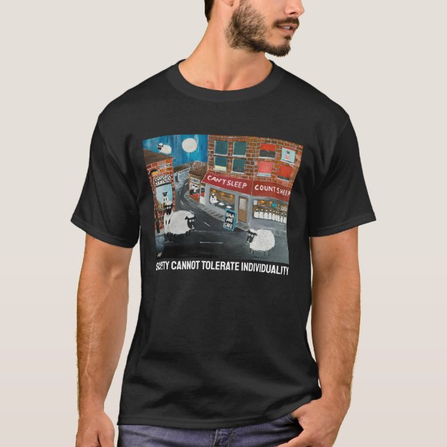 Sheep Town Painting von Alfred Fox T-Shirt (Vorderseite)