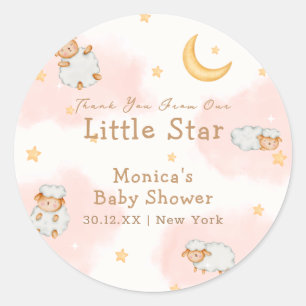 Sheep Twinkle Twinkle Moon Stars Girl Babydusche Runder Aufkleber
