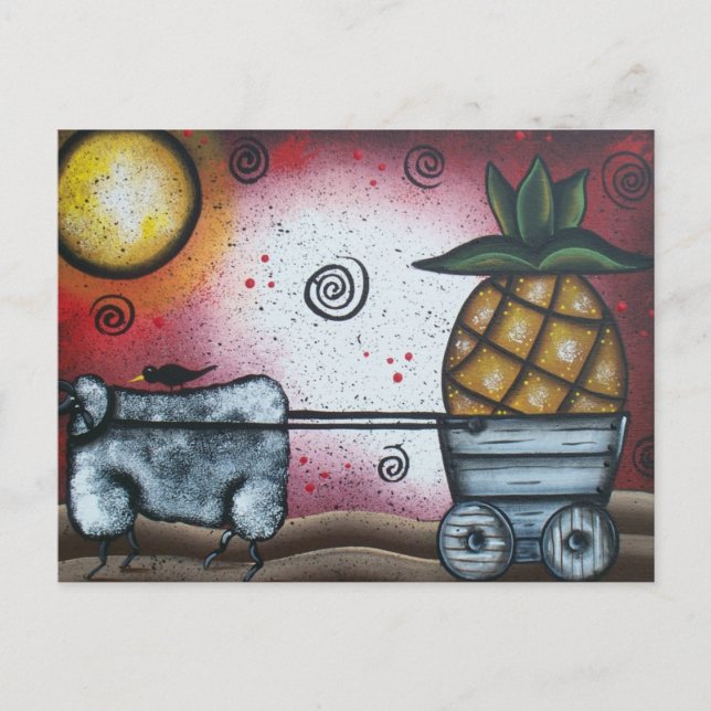 Sheep Wagon von Lori Everett Postkarte (Vorderseite)