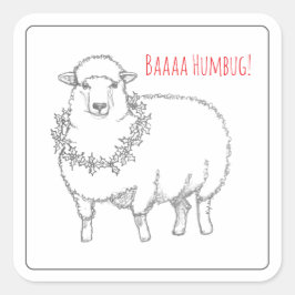 Sheep With Holly Quadratischer Aufkleber