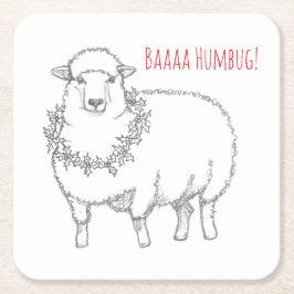 Sheep With Holly Rechteckiger Pappuntersetzer