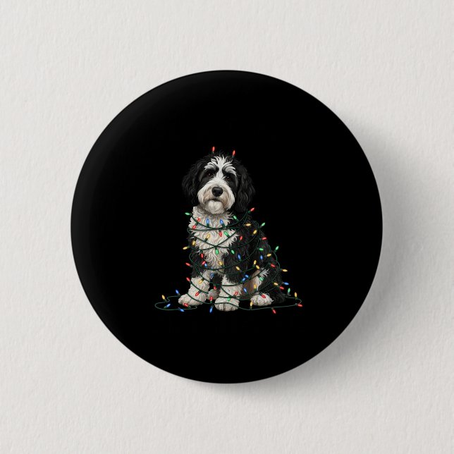 Sheepadoodle Christmas I'm Fine Everything Is Fine Button (Vorderseite)