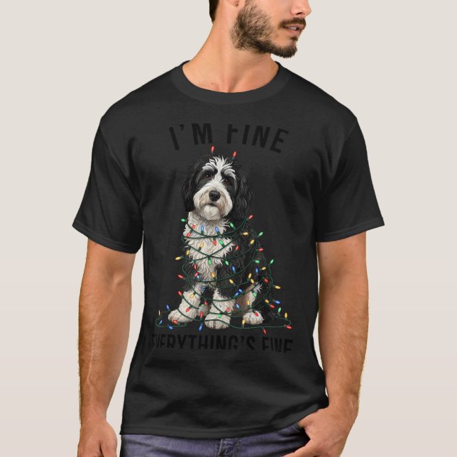 Sheepadoodle Christmas I'm Fine Everything Is Fine T-Shirt (Vorderseite)