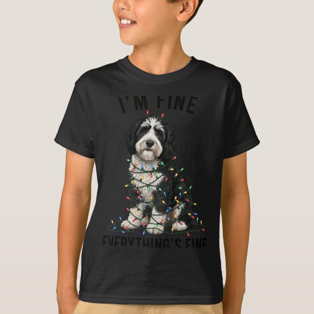 Sheepadoodle Christmas I'm Fine Everything Is Fine T-Shirt (Vorderseite)