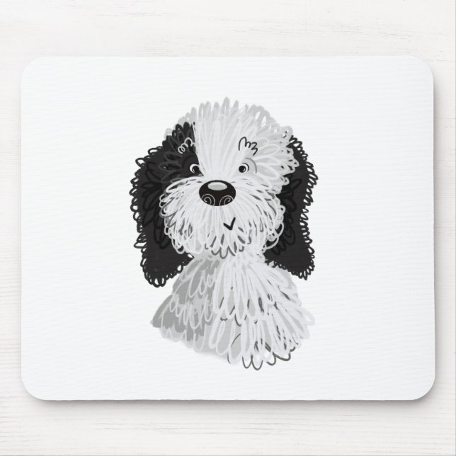 Sheepadoodle hand drawn illustration mousepad (Vorne)