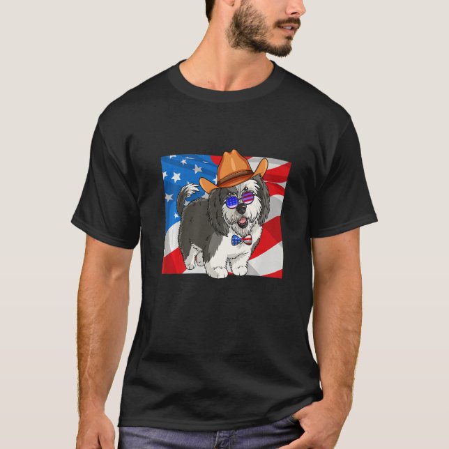 Sheepadoodle Patriotic Merica 4th Of July American T-Shirt (Vorderseite)
