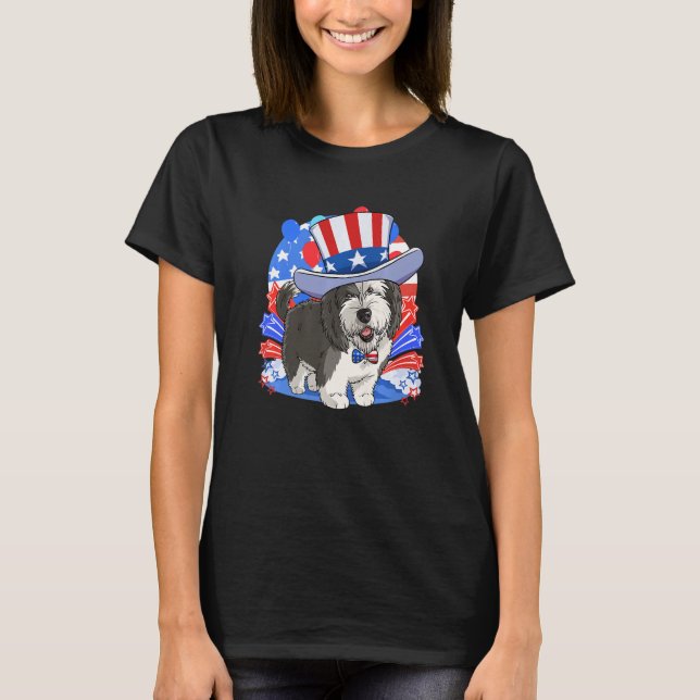 Sheepadoodle Patriotic Uncle Sam 4th Of July Ameri T-Shirt (Vorderseite)