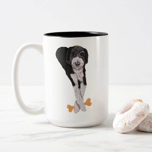 Sheepadoodle und Knochen Kaffeetasse (Mit Donut)