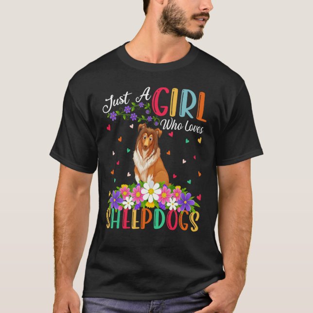Sheepdog nur ein Mädchen, das Schafhunde Liebe T-Shirt (Vorderseite)