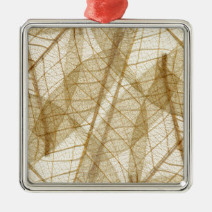 Sheer Cream Beige Lace Blätter Ornament Aus Metall