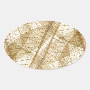 Sheer Cream Beige Lace Blätter Ovaler Aufkleber