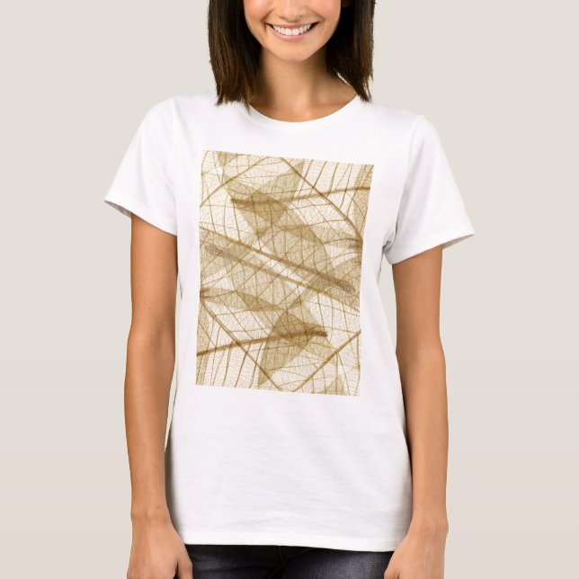 Sheer Cream Beige Lace Blätter T-Shirt (Vorderseite)