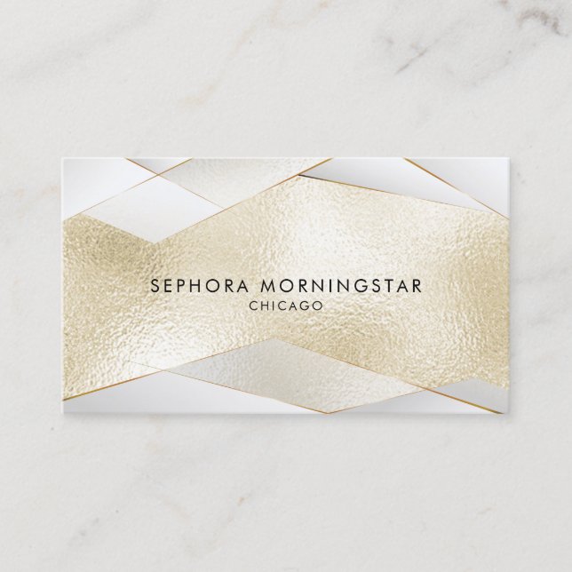 Sheer Elegant Gold Faces on Light Gold White Visitenkarte (Vorderseite)