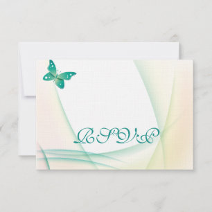 Sheer Green Butterflies RSVP Karte