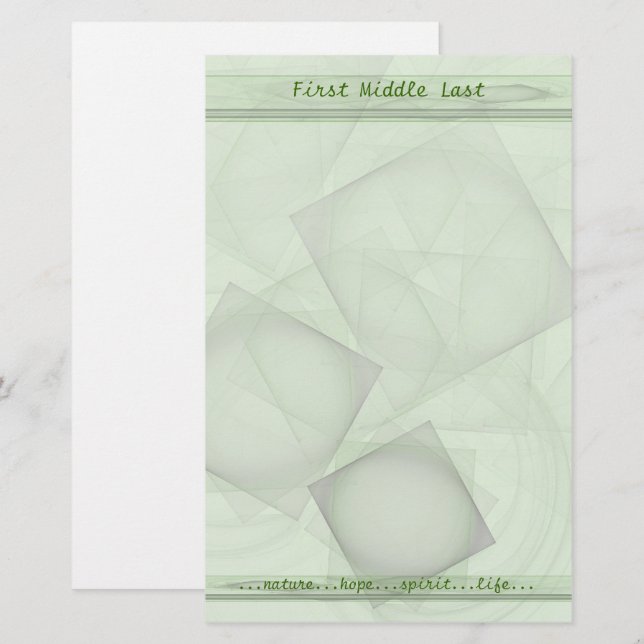 Sheer Green Geometric Tiles Personalisiert Briefpapier (Vorne/Hinten)