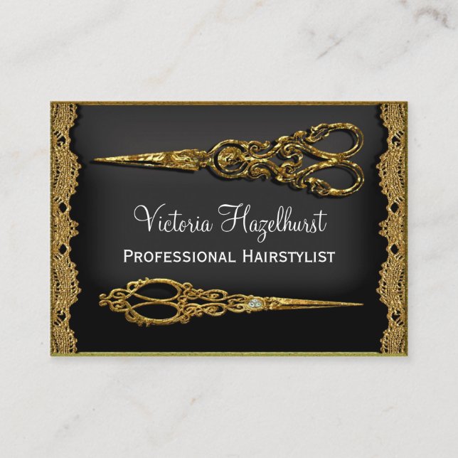 Sheer Hazelhurst Doppelschere Haare Stylist Visitenkarte (Vorderseite)
