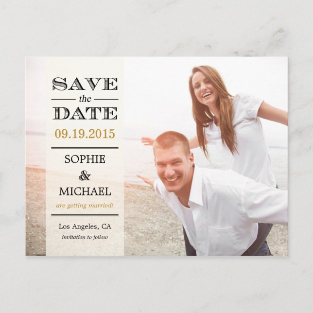 Sheer Overlay Save the Date Postkarte - Creme (Vorderseite)
