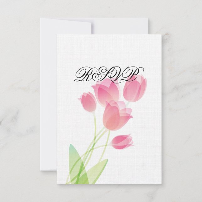 Sheer Pink Tulips RSVP Karte (Vorderseite)