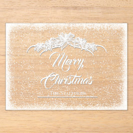 Sheer Poinsettia Lace Acrylic Holiday Card Acryleinladungen
