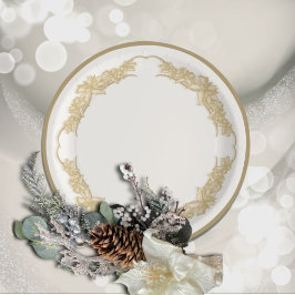 Sheer Poinsettia Lace Cream Pappteller