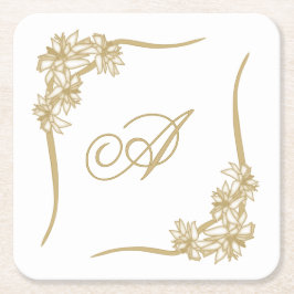 Sheer Poinsettia Lace Monogramat Rechteckiger Pappuntersetzer