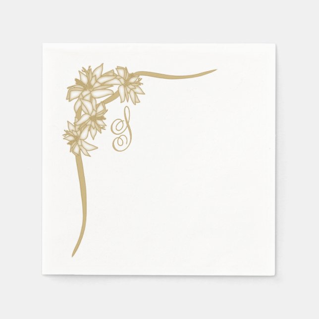 Sheer Poinsettia Lace Monogramat Serviette (Vorderseite)