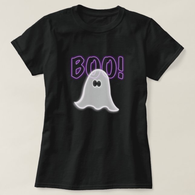 Sheer Semi-Transparent Lila Boo Ghost T-Shirt (Design vorne)