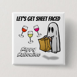 Sheet Faced Ghost Happy Hallowine Button