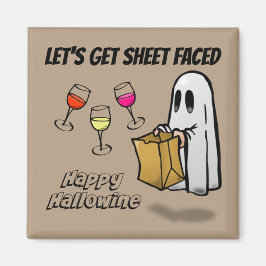 Sheet Faced Ghost Happy Hallowine Magnet