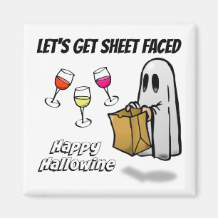 Sheet Faced Ghost Happy Hallowine Magnet