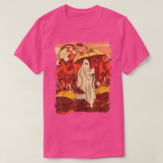 Sheet Ghost Herbst Blätter Herbst Saison gemütlich T-Shirt (Design vorne)