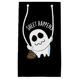 Sheet Happens Funny Ghost Pun Dark BG Kleine Geschenktüte