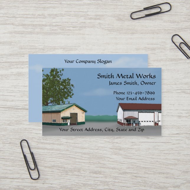 Sheet Metal Gebäude Business Card Visitenkarte (Vorderseite/Rückseite Beispiel)