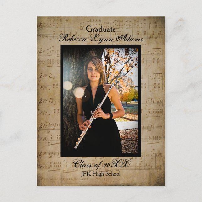 Sheet Music Abschluss Ankündigung - Postkarte (Vorderseite)