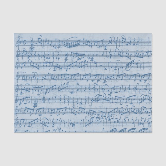 Sheet Music Blue Handgeschriebene Vintage Decoupag Seidenpapier (Vorderseite)