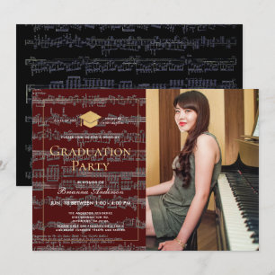 Sheet Music Burgundy Foto Drive-by-Abschluss Einladung