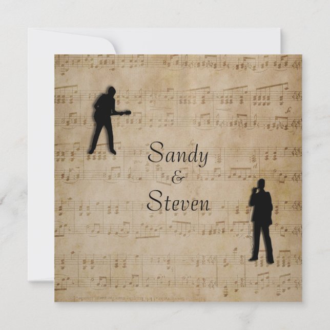 Sheet Music Gitarre Singer Wedding Einladung (Rückseite)